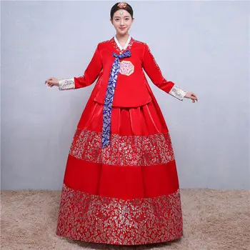 Традиционное Корейское Свадебное Платье Женское Корейское Платье Платье для Взрослых Улучшенный Корейский Придворный Костюм Национальное Танцевальное Платье Ханбок 한복 Изображение