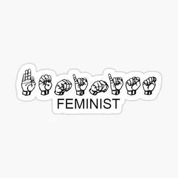 Феминистский Язык жестов, 5 шт., автомобильные наклейки для окна, Художественная комната, Мультяшные наклейки на стену, Ноутбук, Декор для холодильника, Задний план, Бампер Изображение