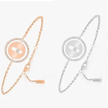 Французский роскошный бренд ювелирных изделий из стерлингового серебра 925 пробы с одним сверлом, Подвижный набор с бриллиантами, женские браслеты Изображение