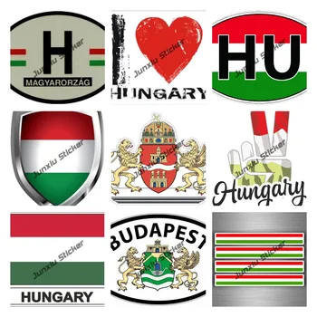 Я люблю Венгрию Герб Венгрии Наклейка на автомобиль Щит города Будапешта Герб Бампера, Оконная крышка, Царапины, Декор, Автомобильные аксессуары Изображение